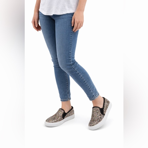 Steve Madden Shoes - Steve Madden Ecentrog Leather Trim Multicolor Sparkly-Glitter Slip On Sneakers